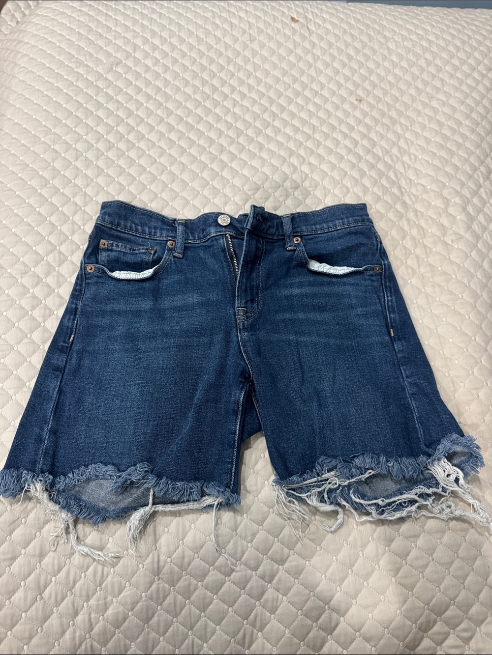 GAP Dark Blue Frayed Hem Denim Shorts